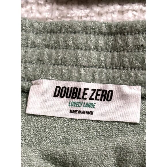 NWT Double Zero Sage Green Terry Knit Two Piece Set L Cropped Top Midi Skirt - Picture 2 of 8